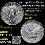 1930-p Mint Error Standing Liberty Quarter 25c Grades Choice AU/BU Slider