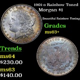 1901-o Rainbow Toned Morgan Dollar $1 Grades Select+ Unc