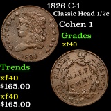 1826 C-1 Classic Head half cent 1/2c Grades xf