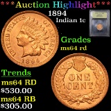 ***Auction Highlight*** 1894 Indian Cent 1c Graded Choice Unc RD By USCG (fc)