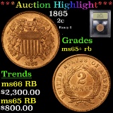 ***Auction Highlight*** 1865 Two Cent Piece 2c Graded Gem+ Unc RB By USCG (fc)