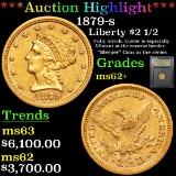 ***Auction Highlight*** 1879-s Gold Liberty Quarter Eagle $2 1/2 Graded Select Unc By USCG (fc)