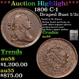 ***Auction Highlight*** 1806 C-1 Draped Bust Half Cent 1/2c Graded Choice AU By USCG (fc)