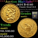 ***Auction Highlight*** 1834 B-6140 Gold Classic Head Quarter Eagle $2 1/2 Graded Select Unc By USCG