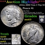 ***Auction Highlight*** 1934-s DDO Vam 3 Top 50 Peace Dollar $1 Graded Select Unc By USCG (fc)