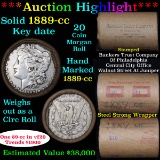***Auction Highlight*** Full solid date 1889-cc Morgan silver $1 roll, 20 coins (fc)