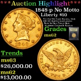 ***Auction Highlight*** 1848-p No Motto Gold Liberty Eagle $10 Graded Select Unc By USCG (fc)