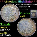 ***Auction Highlight*** 1883-s Rainbow Toned Morgan Dollar $1 Graded Choice AU By USCG (fc)