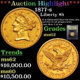 ***Auction Highlight*** 1877-s Gold Liberty Half Eagle $5 Graded Select Unc By USCG (fc)