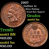 1907 Indian Cent 1c Grades Select Unc BN