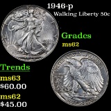 1946-p Walking Liberty Half Dollar 50c Grades Select Unc