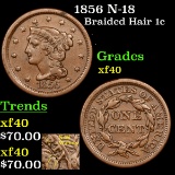 1856 N-18 Braided Hair Large Cent 1c Grades xf