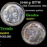 1946-p BTW Old Commem Half Dollar 50c Grades Select+ Unc