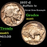 1937-d Buffalo Nickel 5c Grades GEM Unc