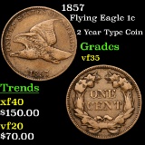 1857 Flying Eagle Cent 1c Grades vf++