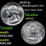 1932-p Washington Quarter 25c Grades Choice+ Unc