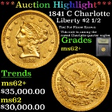 *Auction Highlight* 1841 C Charlotte Gold Liberty Tied Finest Known $2 1/2 Graded Select Unc By USCG