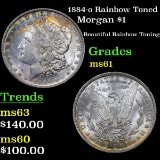 1884-o Rainbow Toned Morgan Dollar $1 Grades BU+