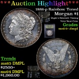 ***Auction Highlight*** 1886-p Rainbow Toned Morgan Dollar $1 Graded Choice Unc+ DMPL By USCG (fc)