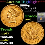 ***Auction Highlight*** 1899-p Gold Liberty Half Eagle $5 Graded Select Unc By USCG (fc)