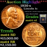 ***Auction Highlight*** 1926-s Lincoln Cent 1c Graded Choice Unc RD By USCG (fc)