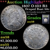 ***Auction Highlight*** 1807 O-103 R3 Draped Bust Half Dollar 50c Graded Choice AU/BU Slider By USCG