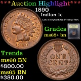 ***Auction Highlight*** 1890 Indian Cent 1c Graded GEM+ Unc BN By USCG (fc)