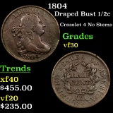 1804 Draped Bust Half Cent 1/2c Grades vf++