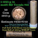 ***Auction Highlight*** Uncirculated 1c orig shotgun roll, 1955-p  In Old Brinks wrapper  (fc)