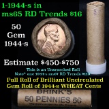 ***Auction Highlight*** Uncirculated 1c orig shotgun roll, 1944-s  In Old Brinks wrapper  (fc)