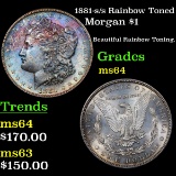 1881-s/s Rainbow Toned Morgan Dollar $1 Grades Choice Unc