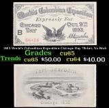 1893 World's Columbian Exposition Chicago Day Ticket, No Stub Grades