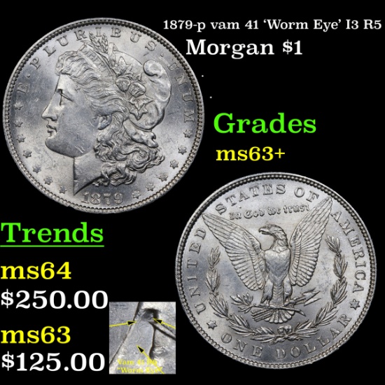 1879-p vam 41 'Worm Eye' I3 R5 Morgan Dollar $1 Grades Select+ Unc