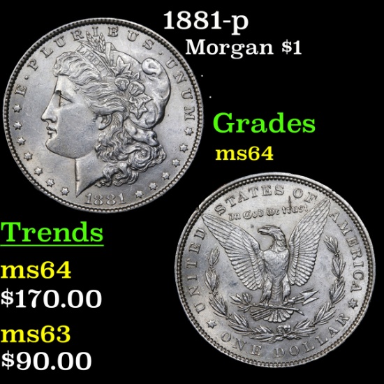 1881-p Morgan Dollar $1 Grades Choice Unc