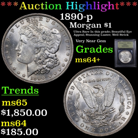 ***Auction Highlight*** 1890-p Morgan Dollar $1 Graded Choice+ Unc By USCG (fc)