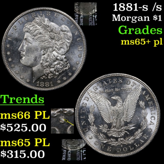 1881-s /s Morgan Dollar $1 Grades GEM+ PL