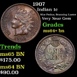 1907 Indian Cent 1c Grades Choice+ Unc BN