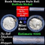 Buffalo Nickel Shotgun Roll in Old Bank Style 'Bell Telephone'  Wrapper 1919 & d Mint Ends