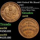 1863 United We Stand Civil War Token 1c Grades Choice AU/BU Slider
