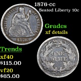 1876-cc Seated Liberty Dime 10c Grades xf details