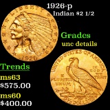 1926-p Gold Indian Quarter Eagle $2 1/2 Grades Unc Details