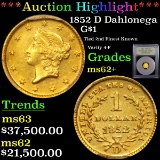 ***Auction Highlight*** 1852 D Dahlonega Gold Dollar $1 Graded Select Unc By USCG (fc)