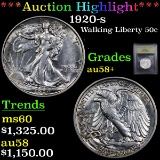 ***Auction Highlight*** 1920-s Walking Liberty Half Dollar 50c Graded Choice AU/BU Slider+ By USCG (