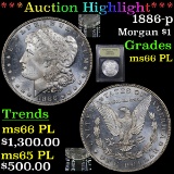 ***Auction Highlight*** 1886-p Morgan Dollar $1 Graded GEM+ UNC PL By USCG (fc)