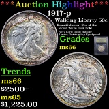 ***Auction Highlight*** 1917-p Walking Liberty Half Dollar 50c Graded GEM+ Unc By USCG (fc)