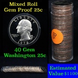 Proof Mixed Washington Quarter 25c roll, 40 pieces  1968-2009 (fc)