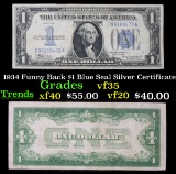 1934 Funny Back $1 Blue Seal Silver Certificate Grades vf++