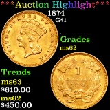 ***Auction Highlight*** 1874 Gold Dollar $1 Grades Select Unc (fc)