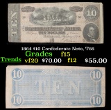 1864 $10 Confederate Note, T68 Grades f+