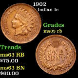 1902 Indian Cent 1c Grades Select Unc RB